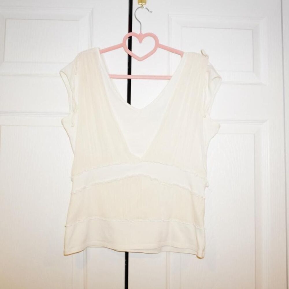 Nine-west Women's White and Cream Blouse